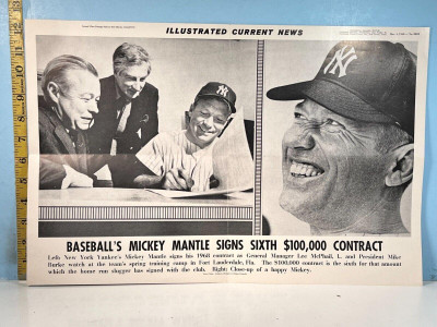 Baseball's Mickey Mantle Signs Sixth $100,000 contract